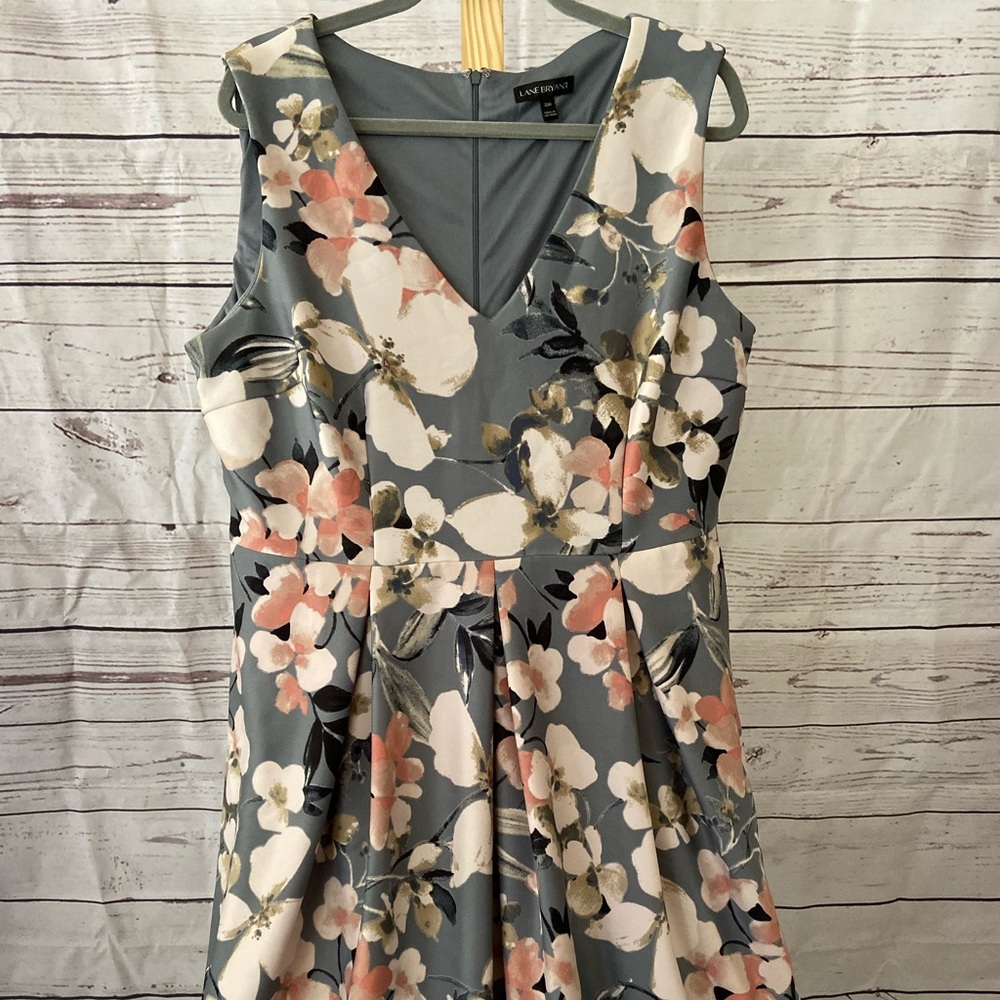 Lane Bryant Sleeveless gray and pink floral pattern.